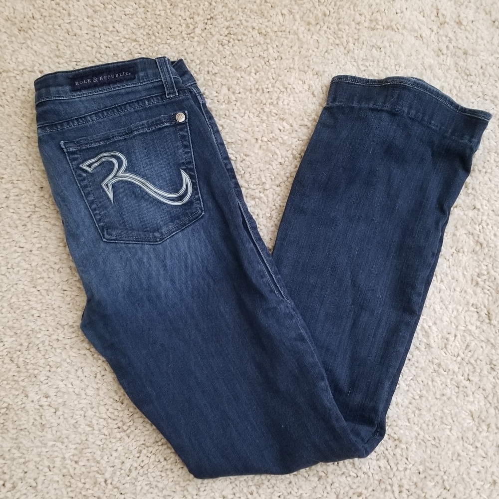 Rock & Republic Kaia Indigo Stretch Bootcut Jeans Sz 30
